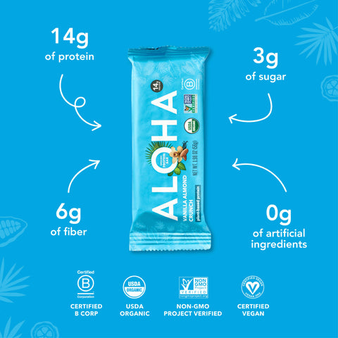 Aloha Vanilla Almond Crunch 14g Protein Bar