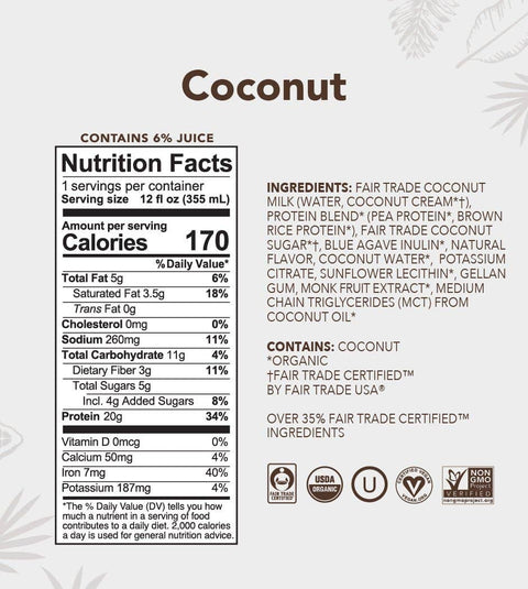 12oz Coconut Protein Drink