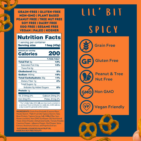 Lil’ Bit Spicy Grain Free Pretzels 1.5oz