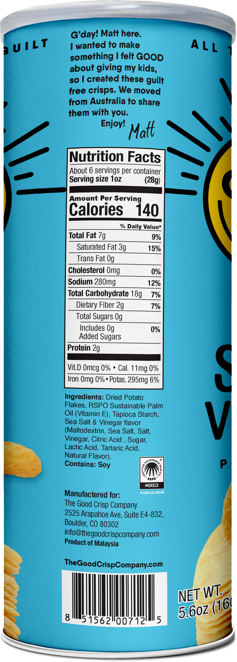 Sea Salt & Vinegar Chips - 5.6oz Cans