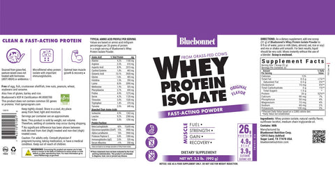Bluebonnet Whey Protein Isolate - Original - Island Health Hut