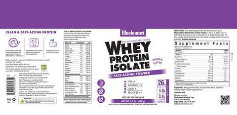 Bluebonnet Whey Protein Isolate - Original - Island Health Hut