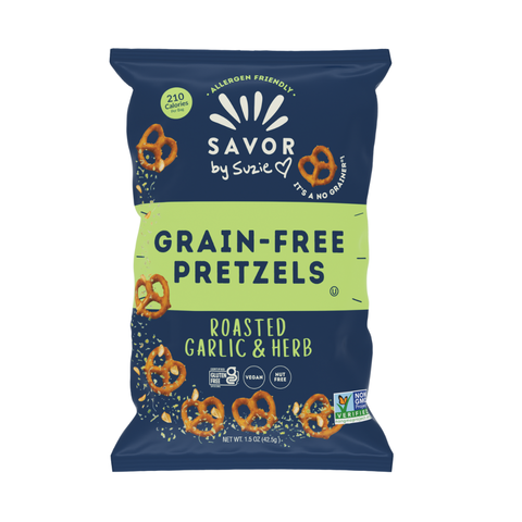 Roasted Garlic & Herb Grain Free Pretzels Mini Bags 1.5 oz