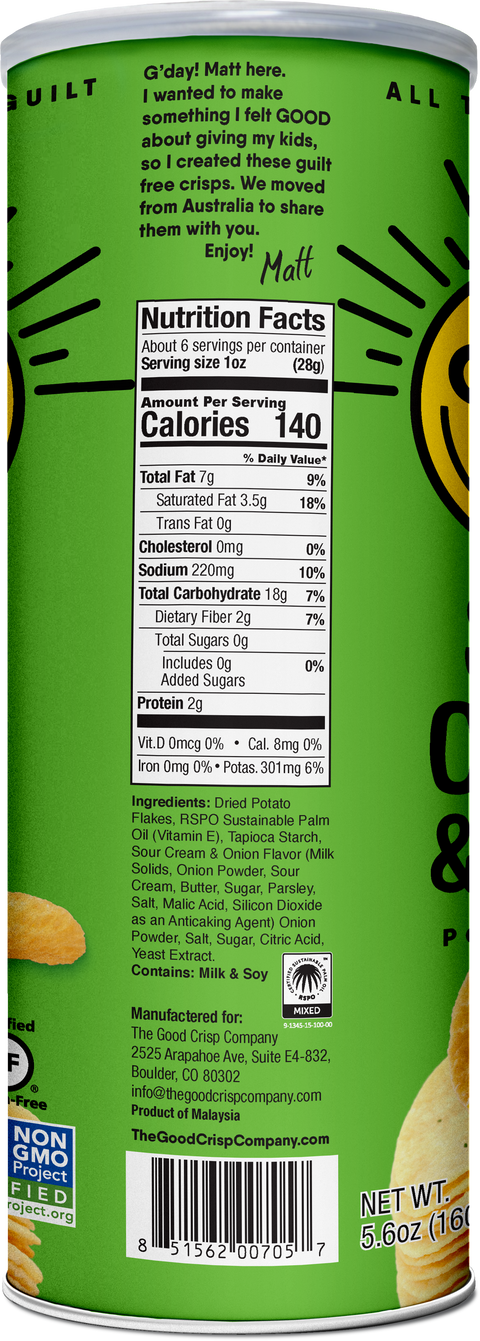 Sour Cream & Onion Chips - 5.6oz Cans