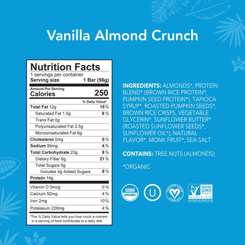 Aloha Vanilla Almond Crunch 14g Protein Bar