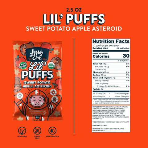 Lesser Evil Lil Puff’s - Sweet Potato Apple Asteroid - Island Health Hut