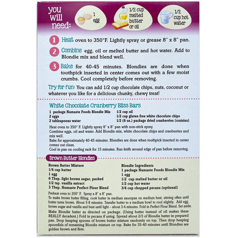 Namaste Foods Blondie Mix - Island Health Hut