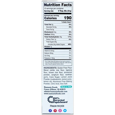 Namaste Lemon Pound Cake Mix - Island Health Hut