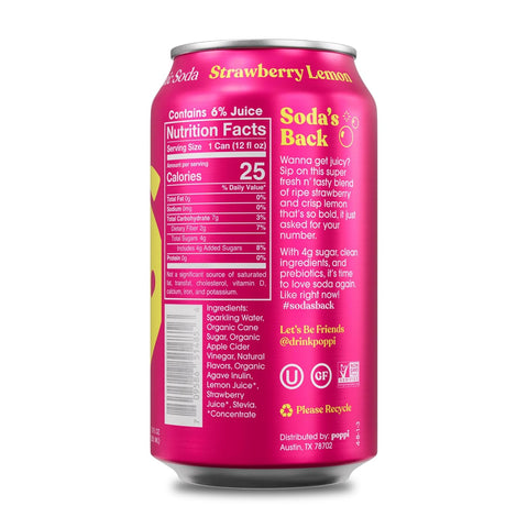 Poppi Prebiotic Soda - Strawberry Lemon - Island Health Hut