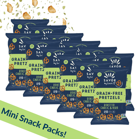 Roasted Garlic & Herb Grain Free Pretzels Mini Bags 1.5 oz - Island Health Hut