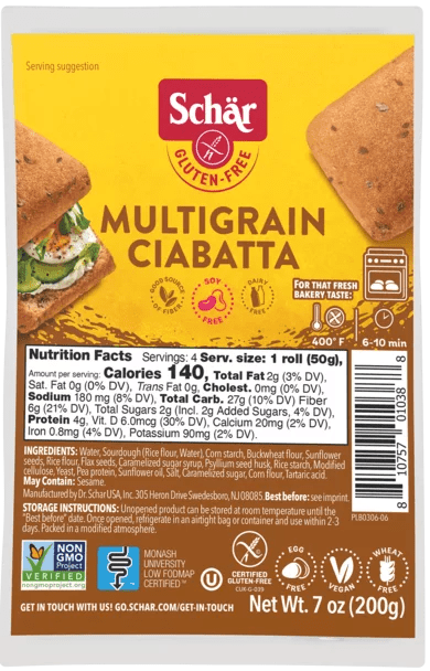 Schar Bread Multigrain Ciabatta - Island Health Hut