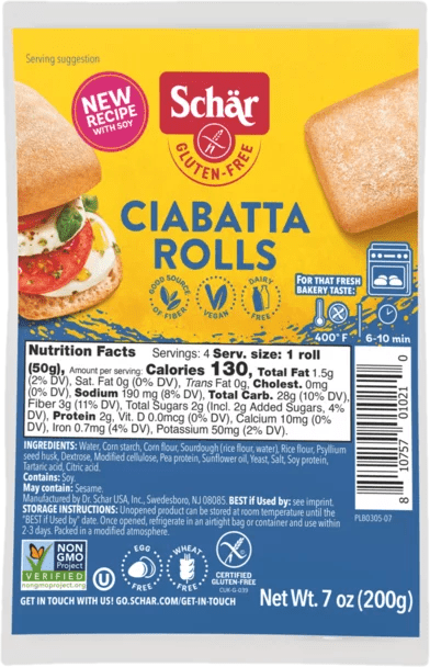 Schar Ciabatta Rolls - Island Health Hut